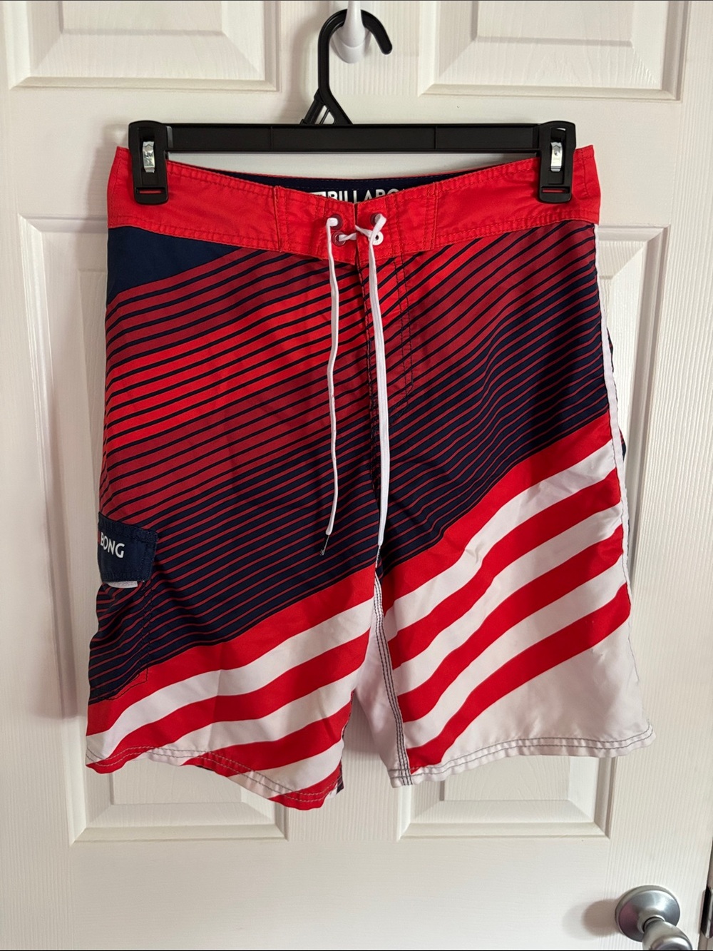Billabong Red, Navy & White Striped Men’s Board Shorts